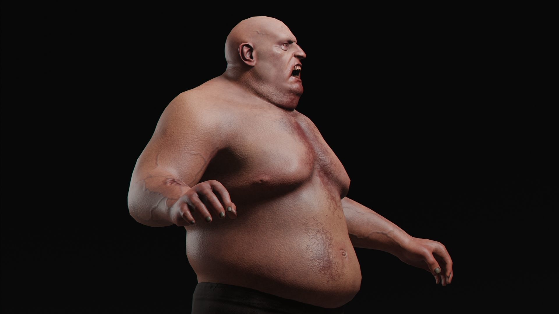 Zombie Big Low-poly 3D model_5