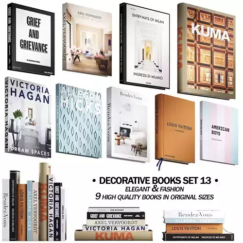 091 Decorative books set 13 Elegant and Fashion 01 3D model