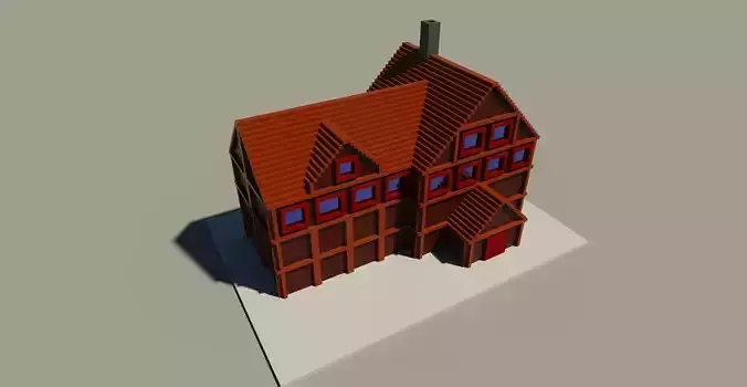 3d voxel low-poly house