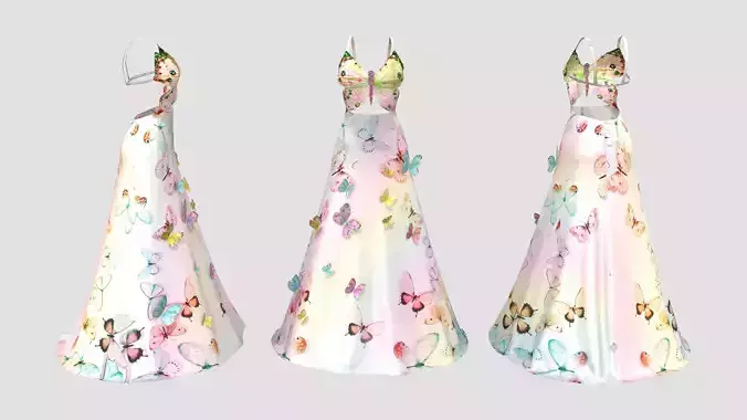 Butterfly Spring Dress Low-poly 3D model
