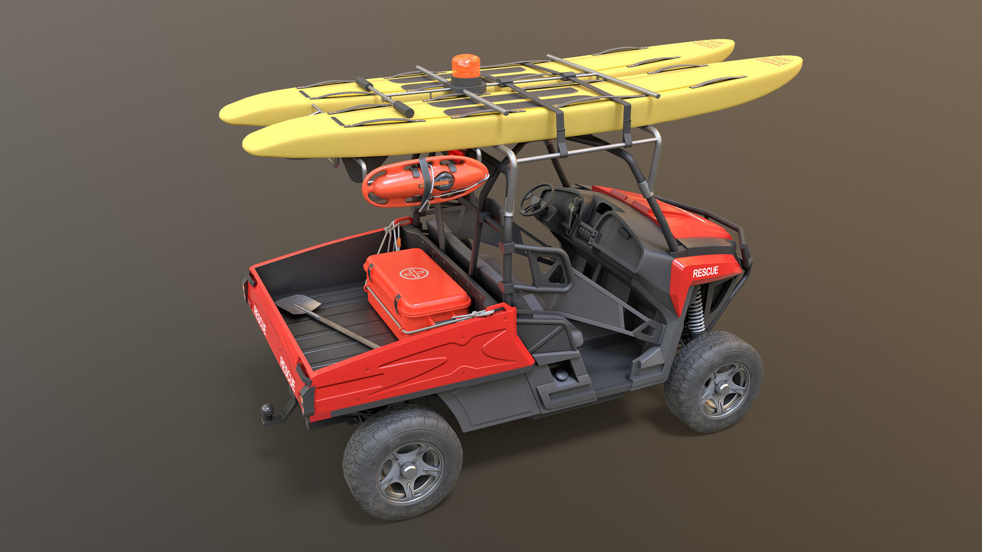 Lifeguard Vehicle WIth Buoys And Boards Low-poly 3D model_10