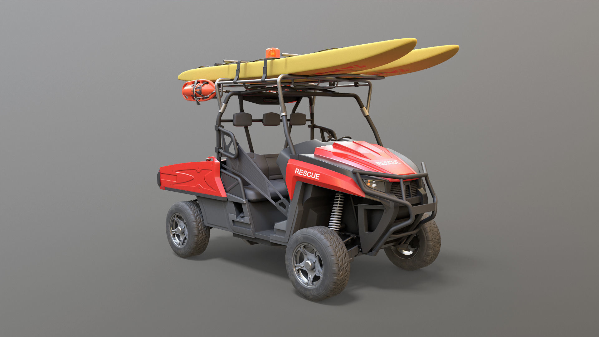 Lifeguard Vehicle WIth Buoys And Boards Low-poly 3D model_2