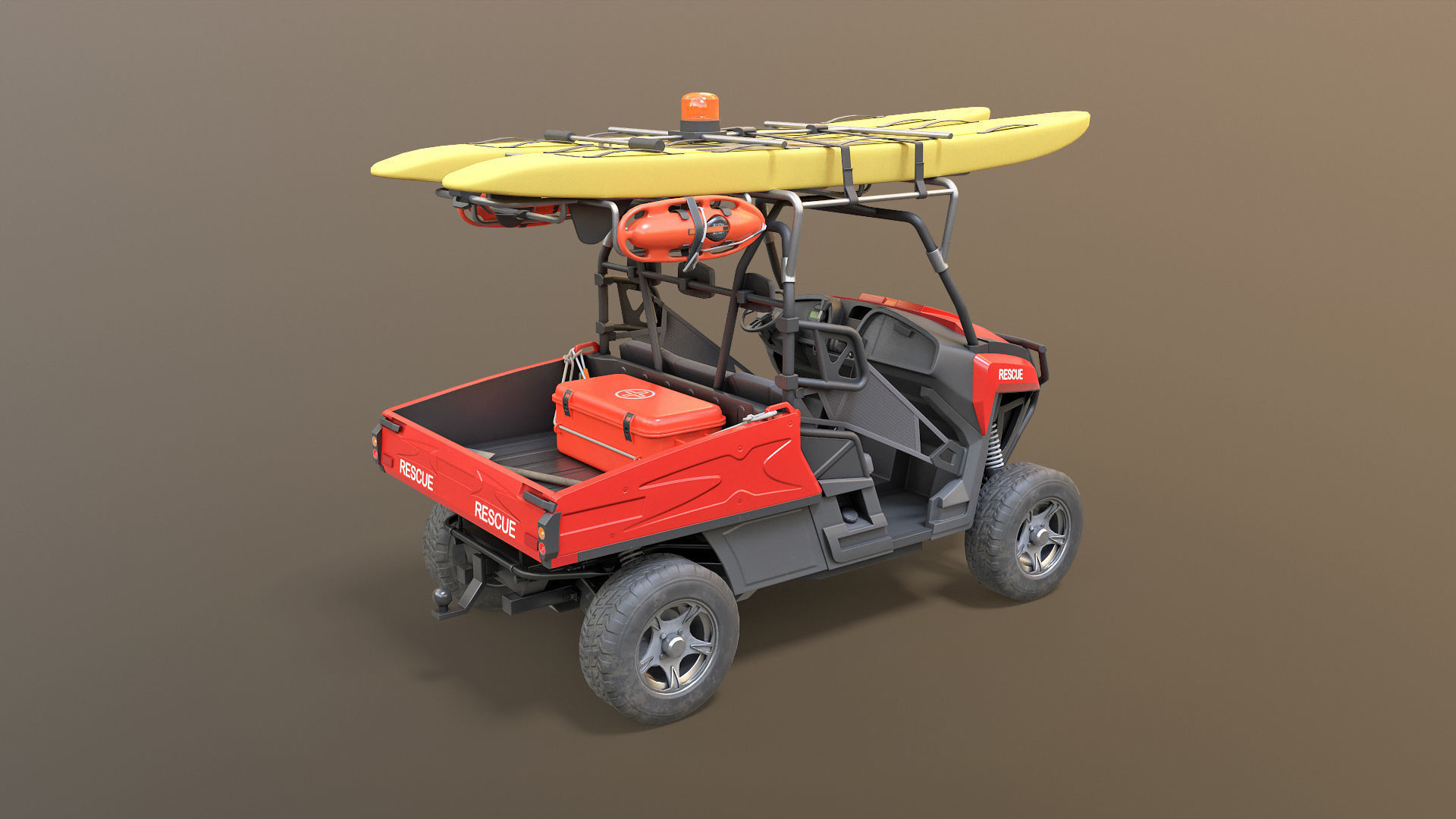 Lifeguard Vehicle WIth Buoys And Boards Low-poly 3D model_8