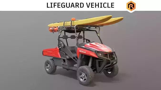 Lifeguard Vehicle WIth Buoys And Boards Low-poly 3D model