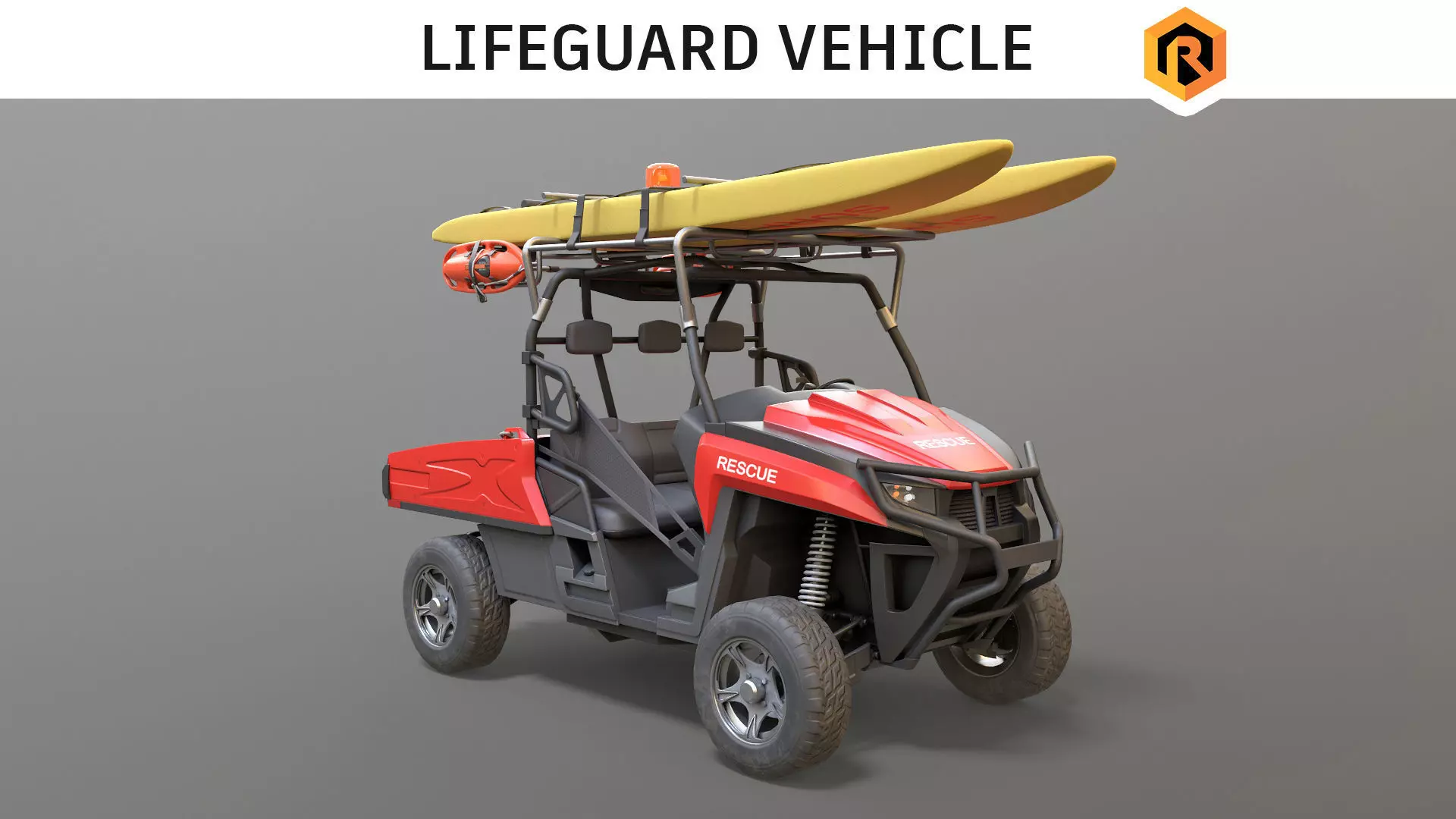 Lifeguard Vehicle WIth Buoys And Boards Low-poly 3D model_0