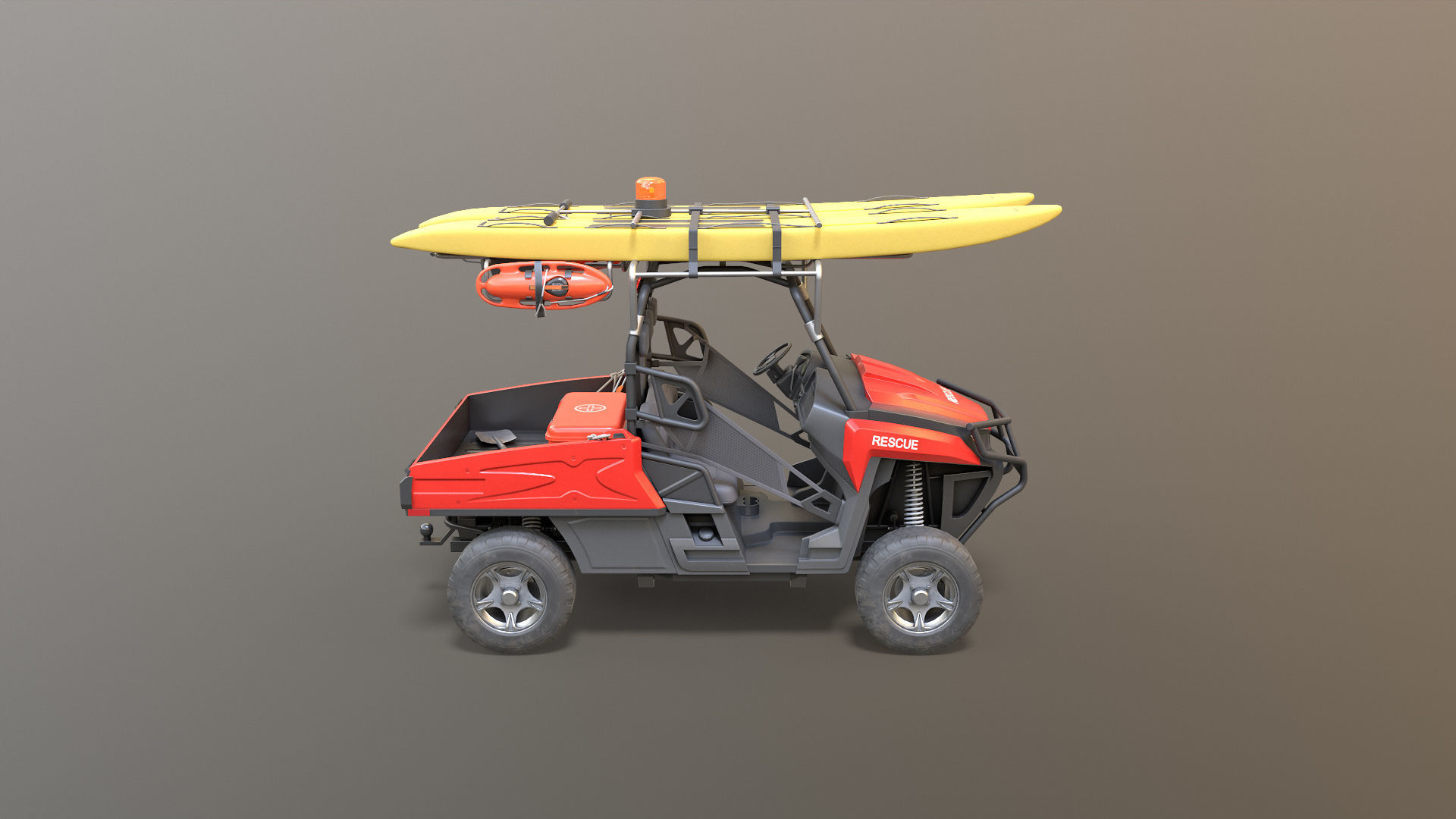 Lifeguard Vehicle WIth Buoys And Boards Low-poly 3D model_3