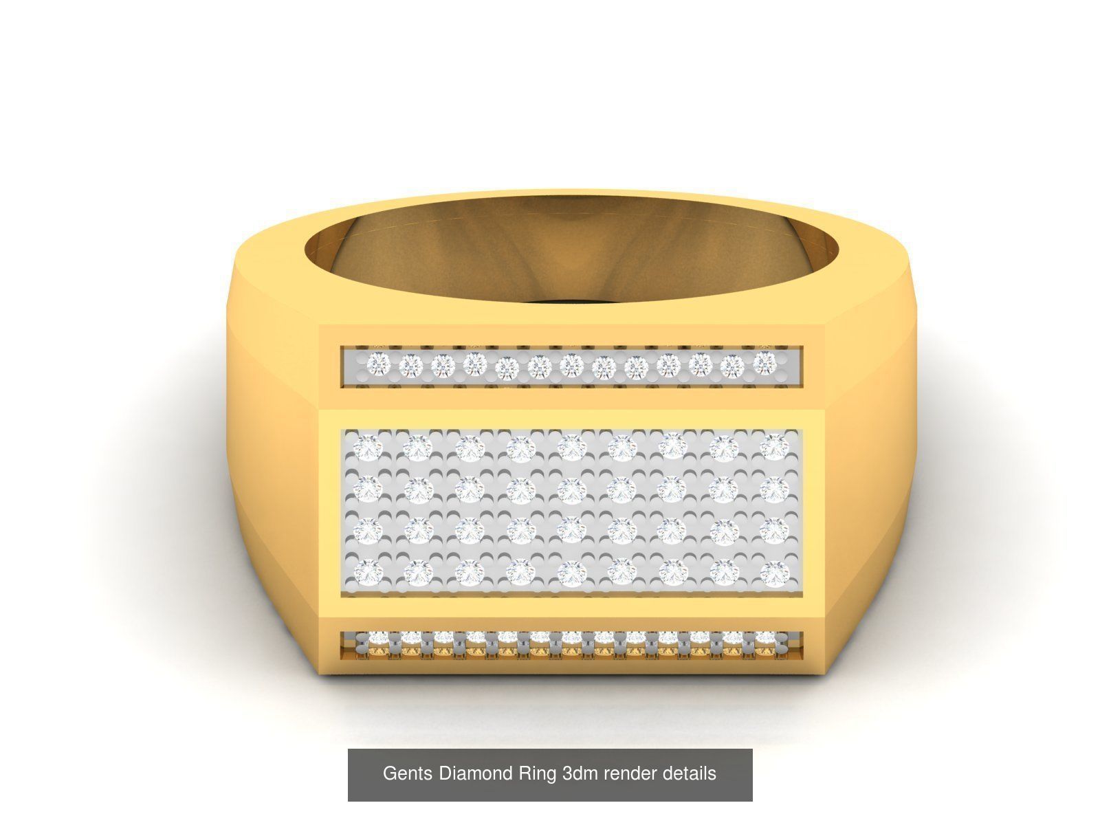 36 Gents Diamond Groom Band Ring 3dm render details 3D Model Collection_11