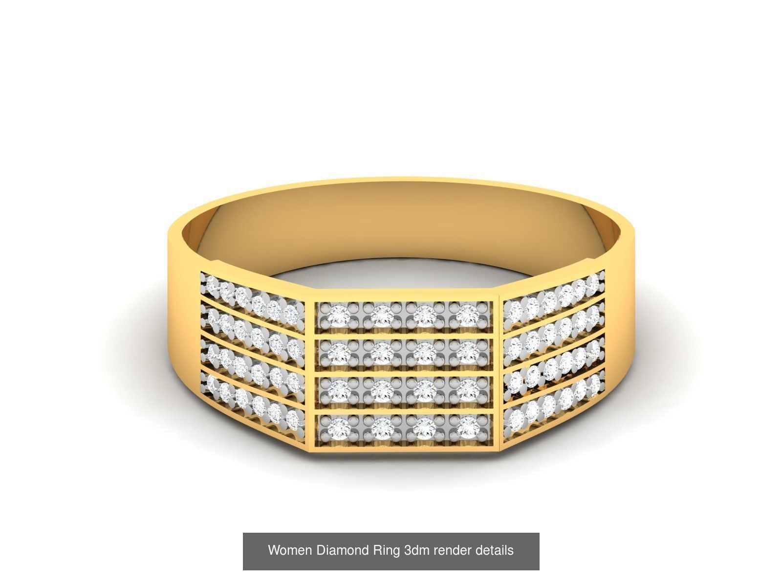 36 Gents Diamond Groom Band Ring 3dm render details 3D Model Collection_12