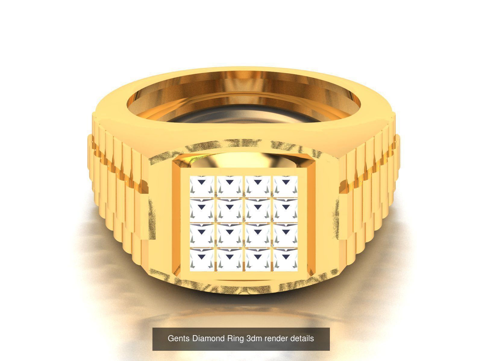 36 Gents Diamond Groom Band Ring 3dm render details 3D Model Collection_14