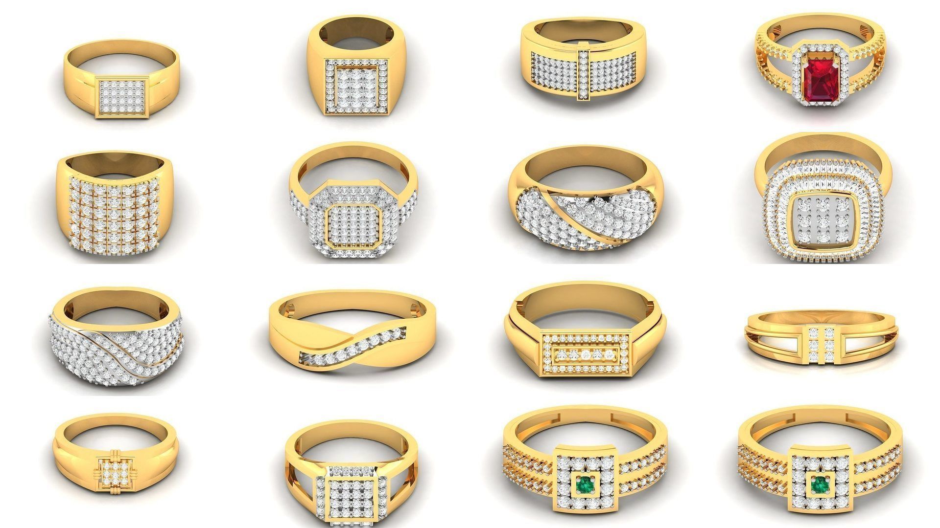 36 Gents Diamond Groom Band Ring 3dm render details 3D Model Collection_1