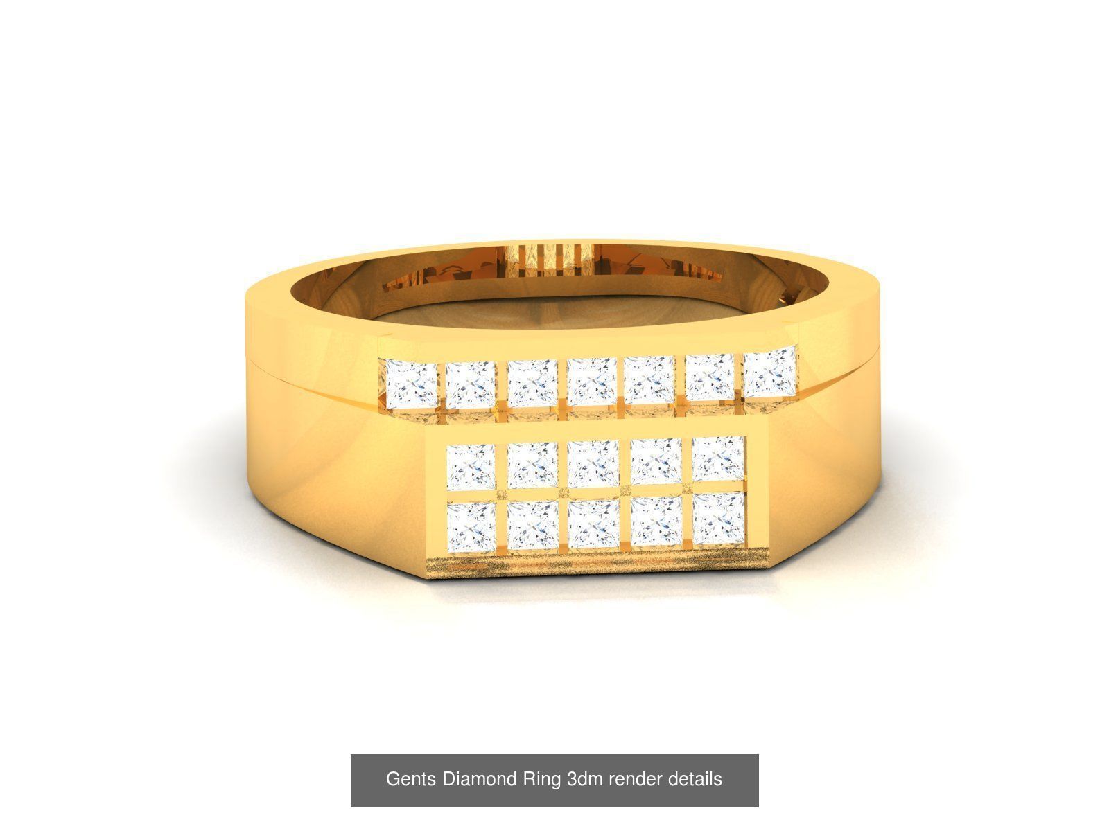 36 Gents Diamond Groom Band Ring 3dm render details 3D Model Collection_13