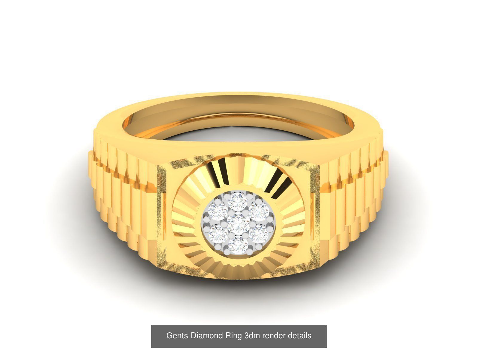 36 Gents Diamond Groom Band Ring 3dm render details 3D Model Collection_9