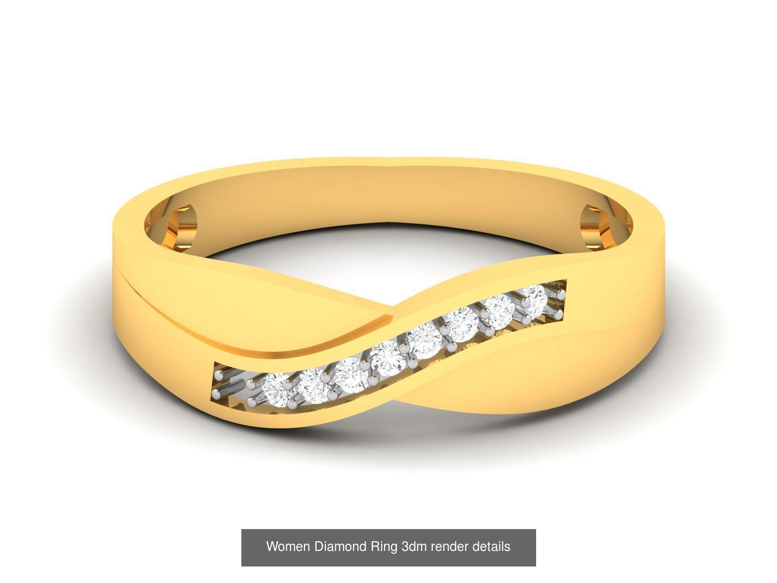 36 Gents Diamond Groom Band Ring 3dm render details 3D Model Collection_27