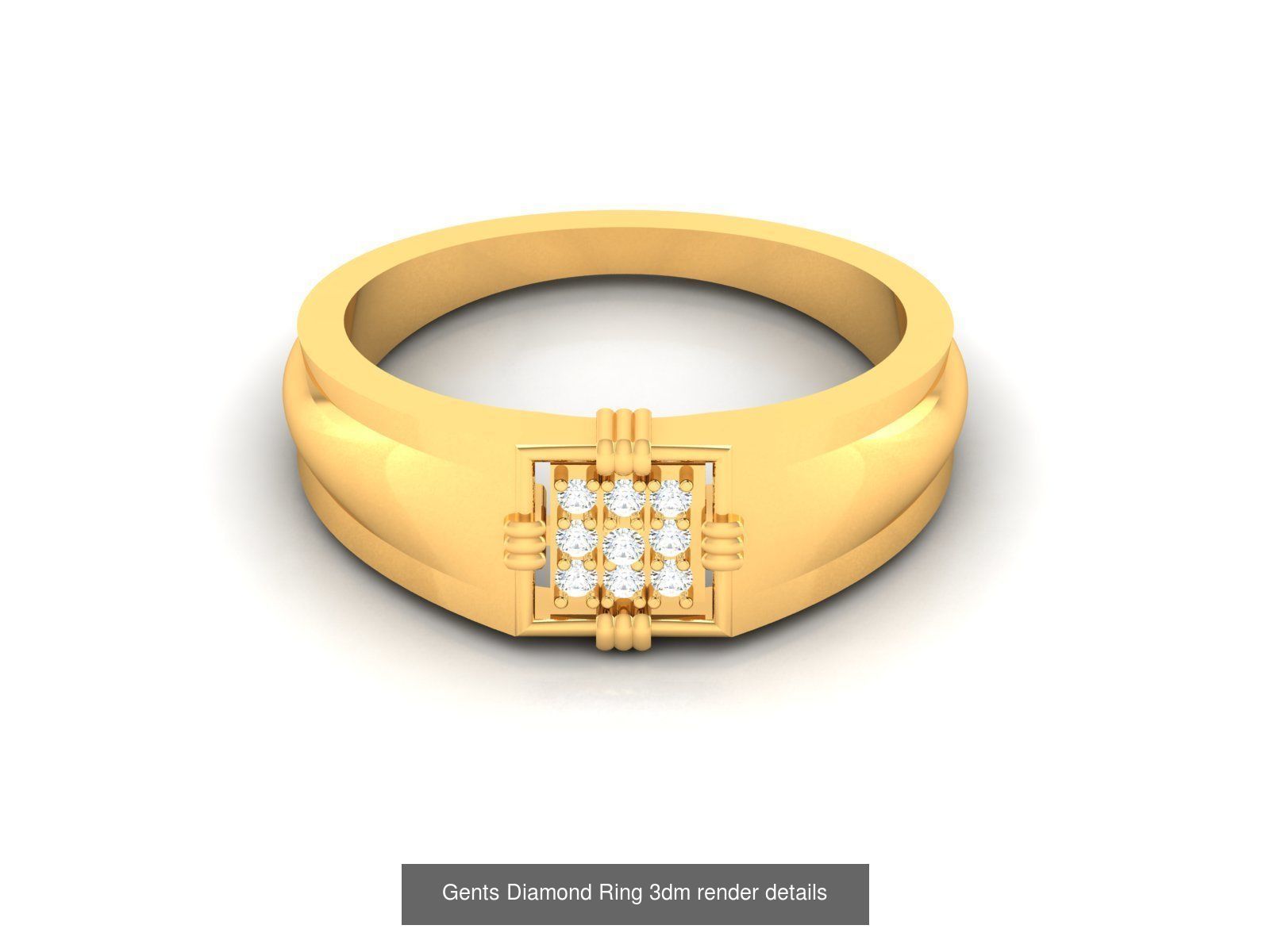 36 Gents Diamond Groom Band Ring 3dm render details 3D Model Collection_30