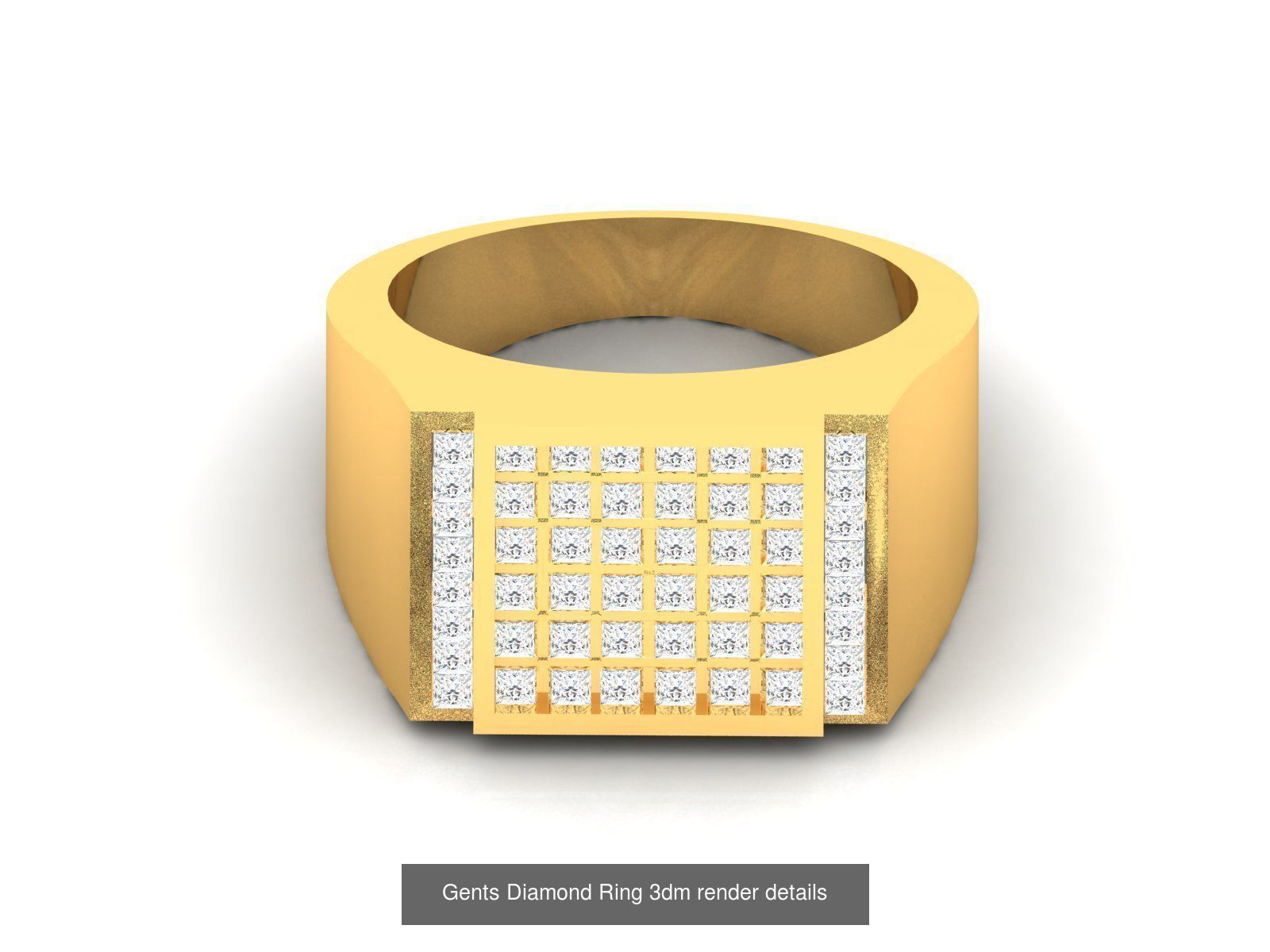 36 Gents Diamond Groom Band Ring 3dm render details 3D Model Collection_16