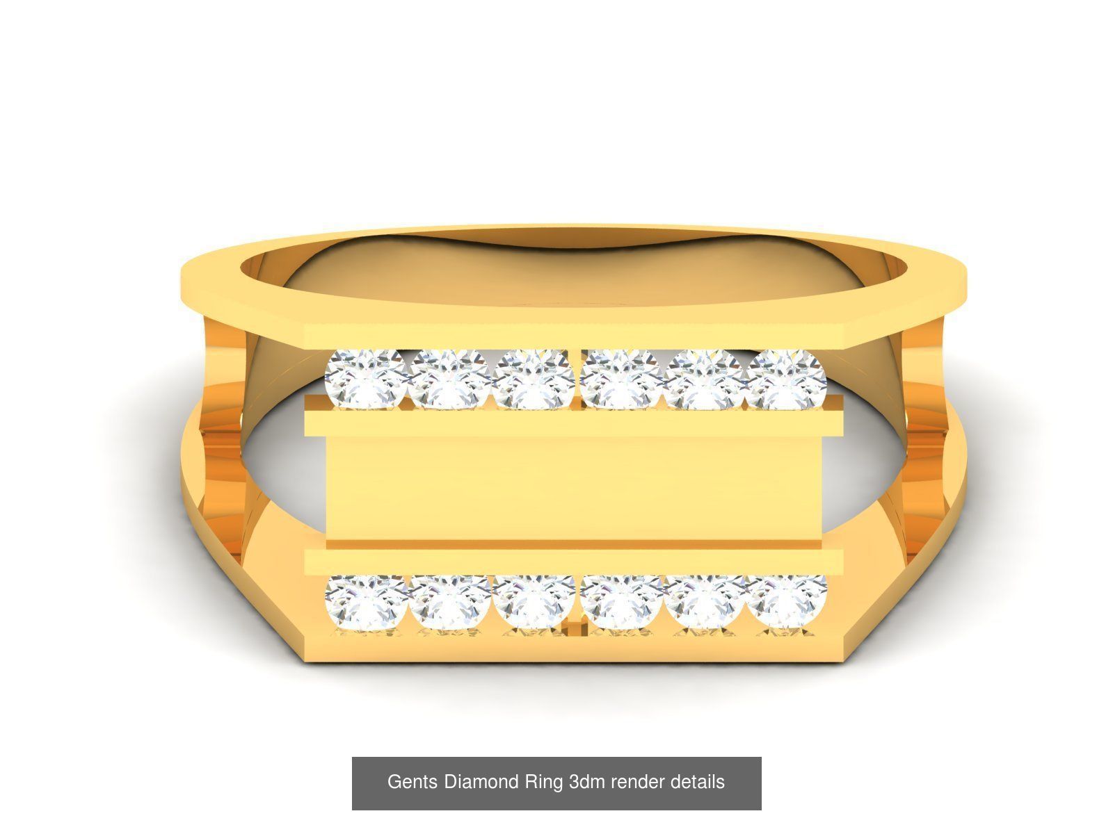 36 Gents Diamond Groom Band Ring 3dm render details 3D Model Collection_6