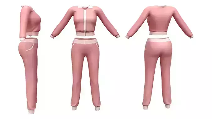Ladies Tracksuit Outfit Low-poly 3D model