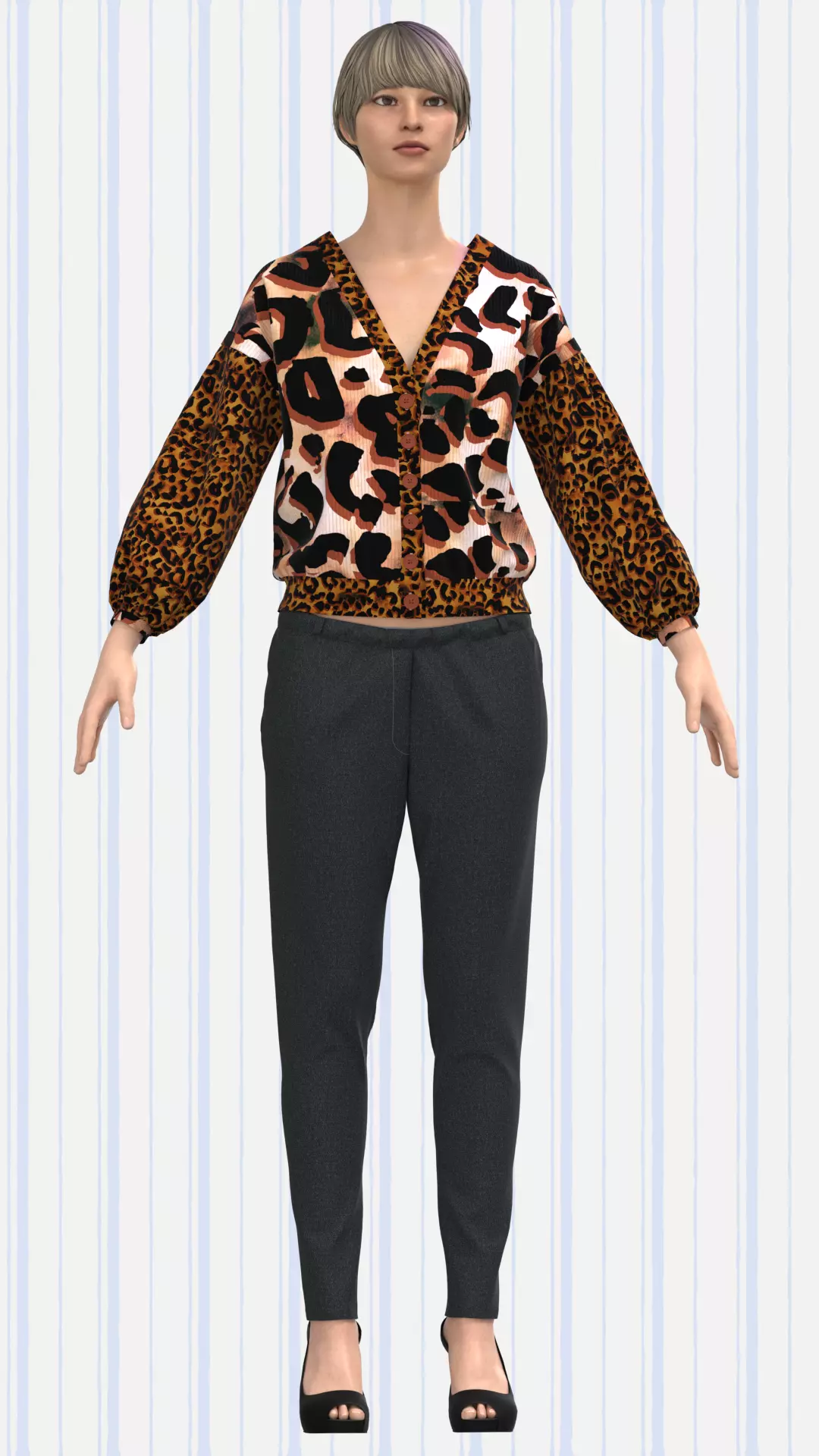 Womens Cardigan and jegging Low-poly 3D model