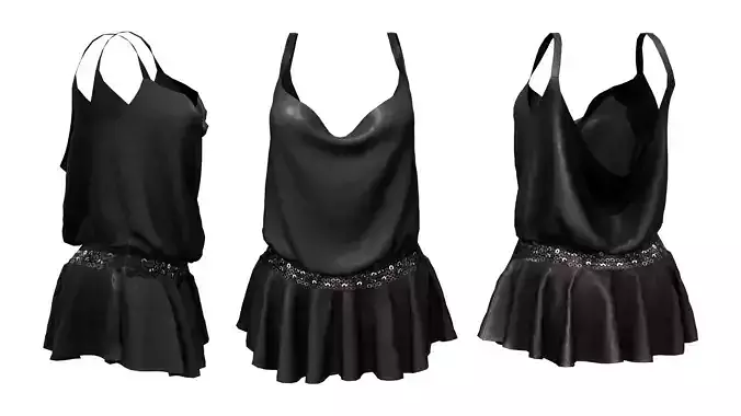 Ladies Draped Spaghetti Strap Mini Dress