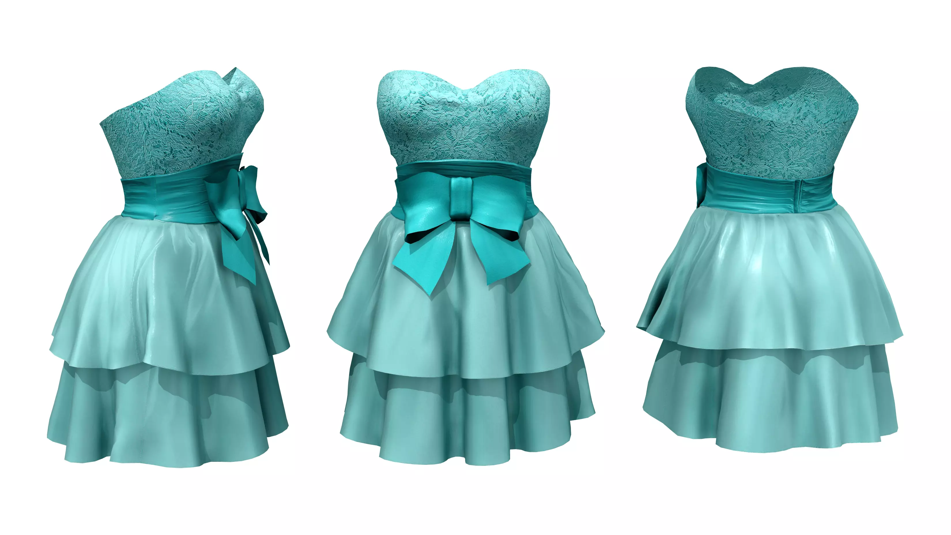 Strapless Barbie Doll Dress Low-poly 3D model