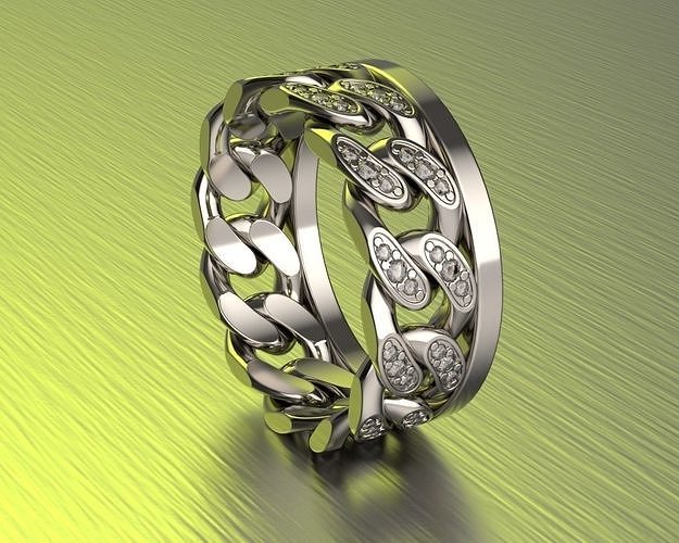 Ring in the form of a cuban chain 3D print model
