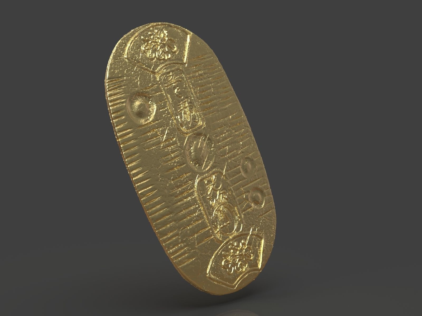 Gold Coin Koban 3D print model_7