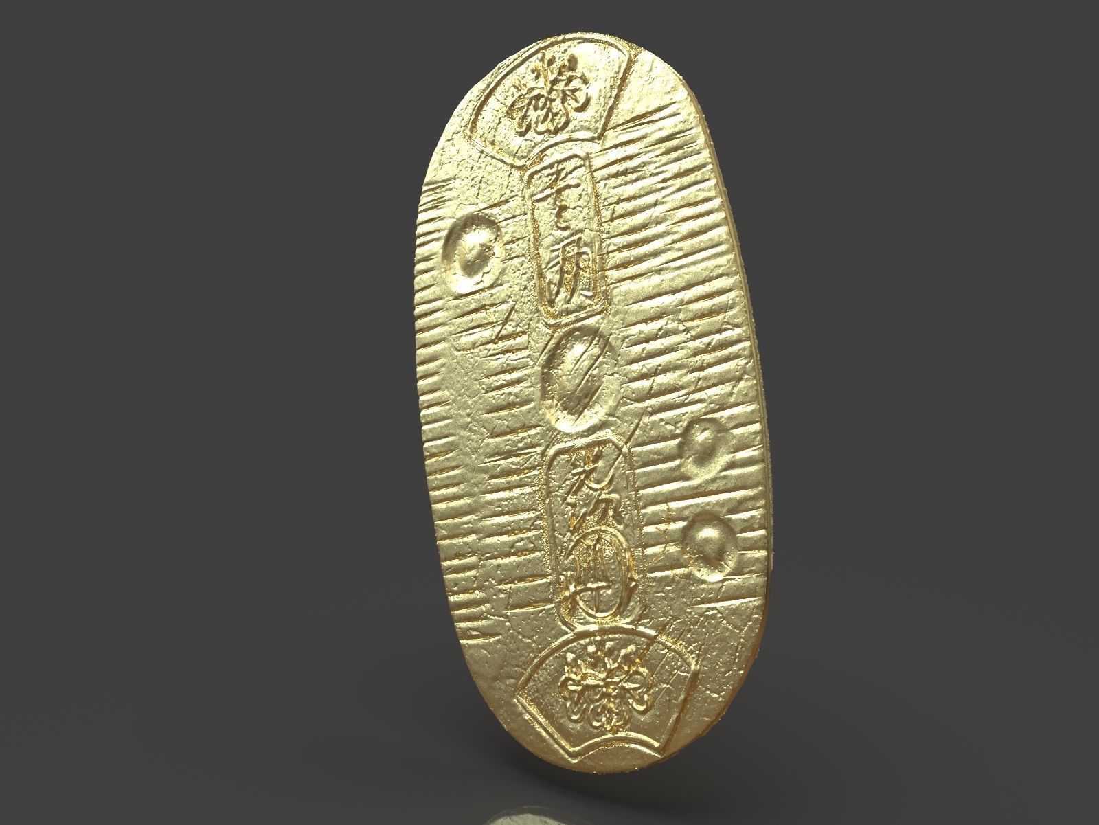 Gold Coin Koban 3D print model_2