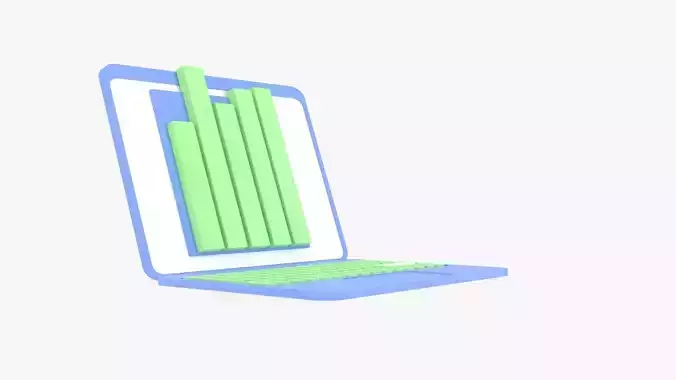 3D illustration website design laptop