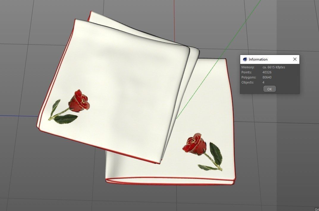 Handkerchief set - rose 3D model_4