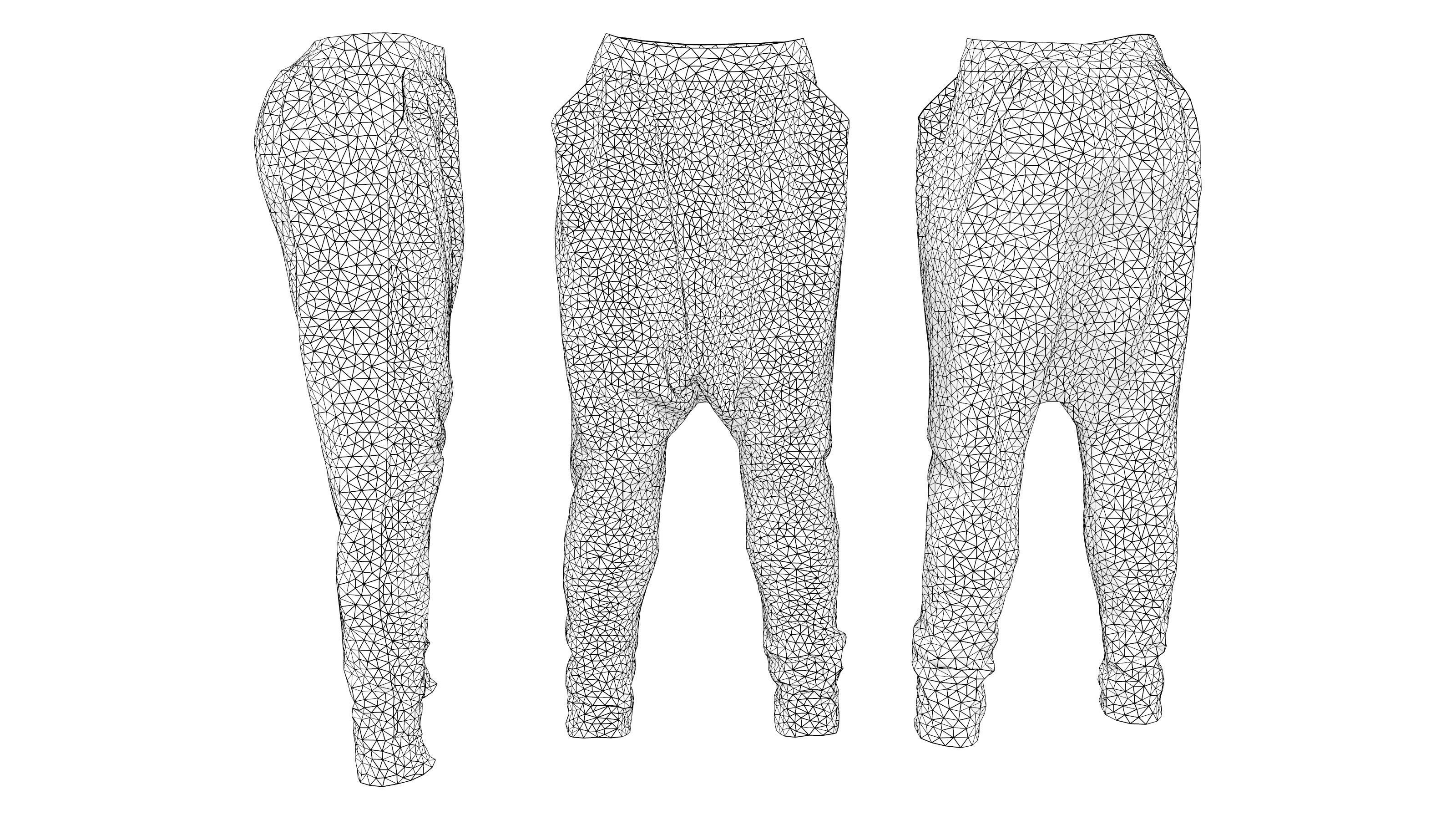 Ladies Baggy Harem Pants Low-poly 3D model_4