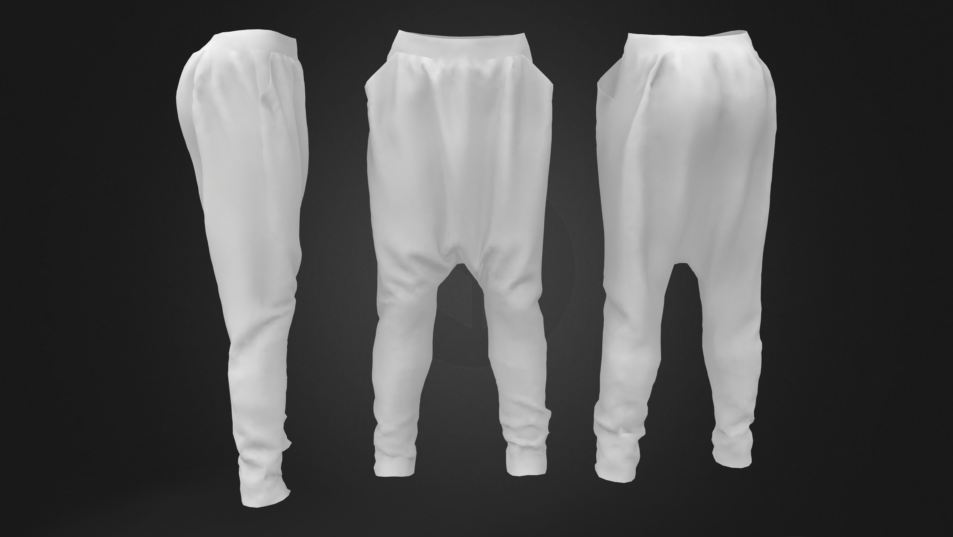Ladies Baggy Harem Pants Low-poly 3D model_5