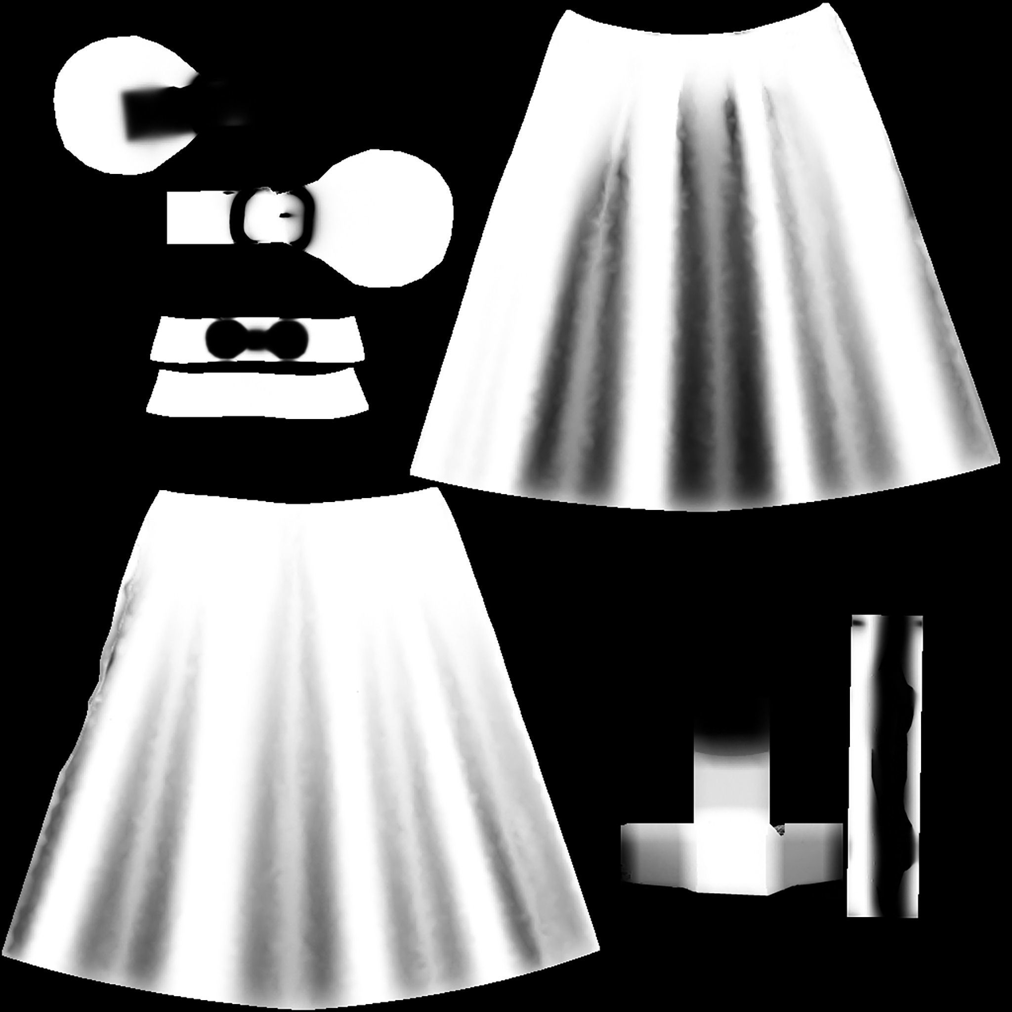 Boho Maxi Skirt with Belt Low-poly 3D model_13