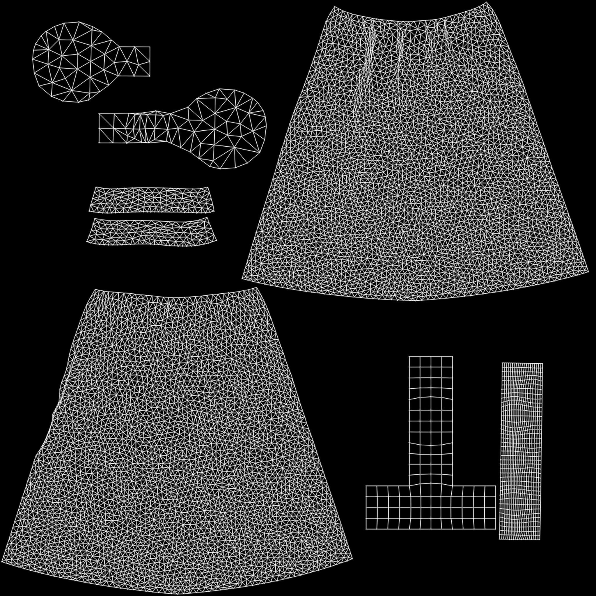 Boho Maxi Skirt with Belt Low-poly 3D model_14