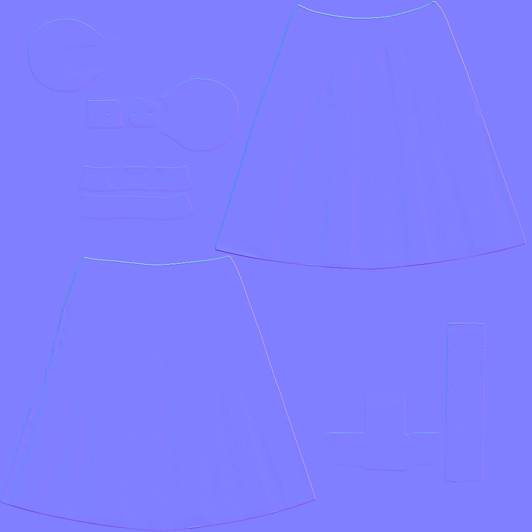 Boho Maxi Skirt with Belt Low-poly 3D model_11