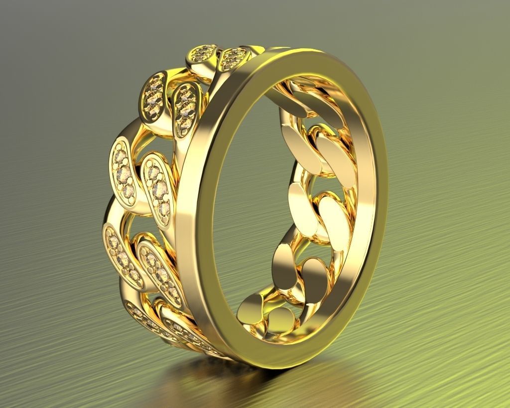 Ring in the form of a cuban chain 3D print model_4