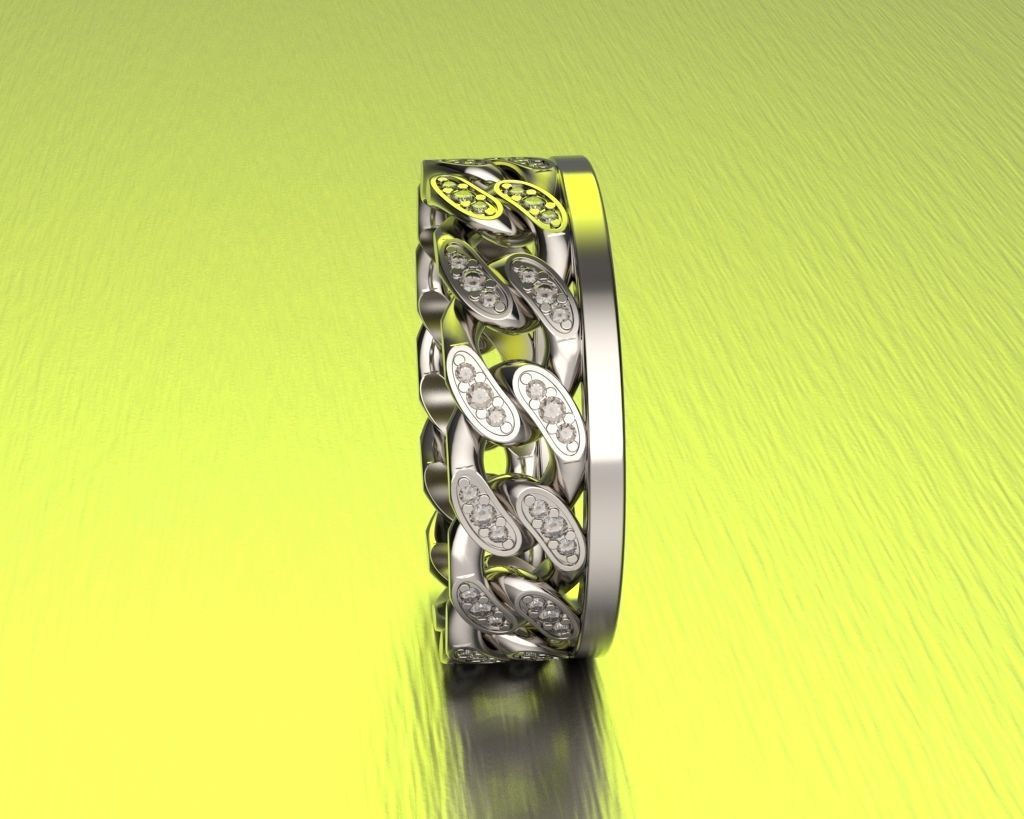 Ring in the form of a cuban chain 3D print model_1