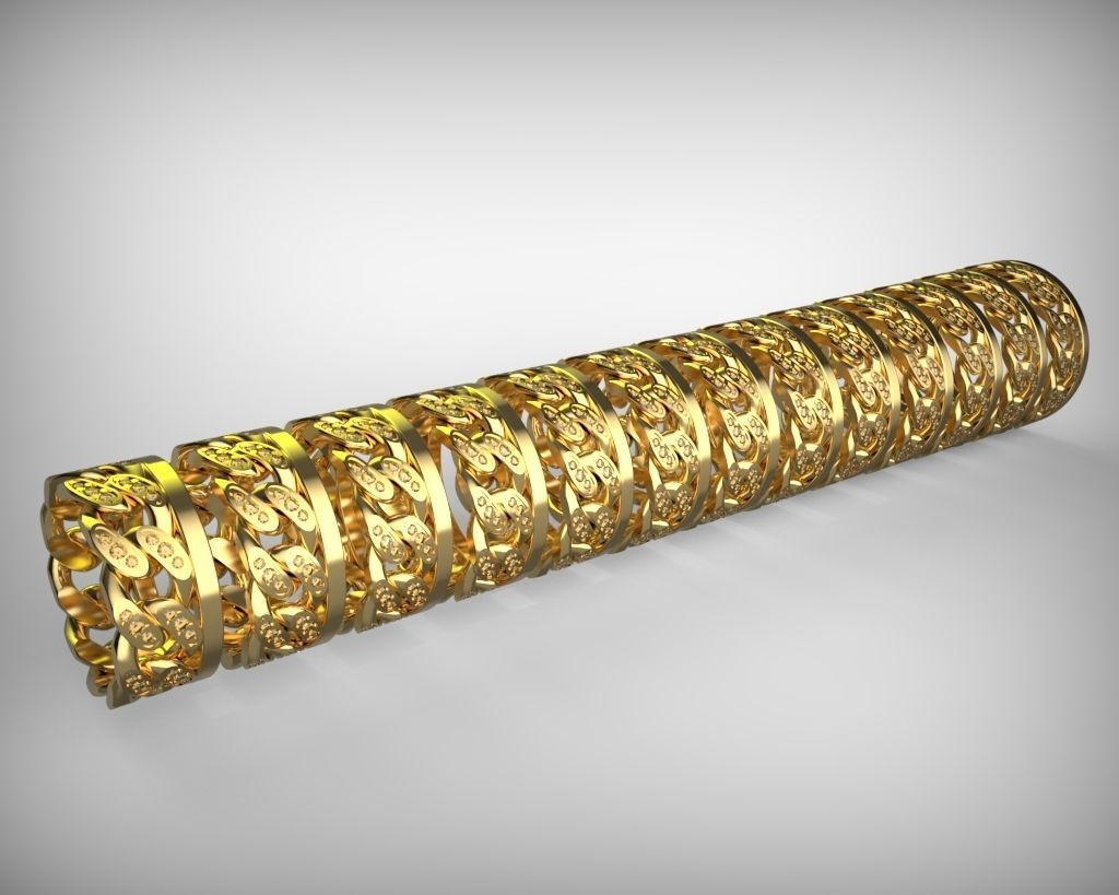 Ring in the form of a cuban chain 3D print model_7