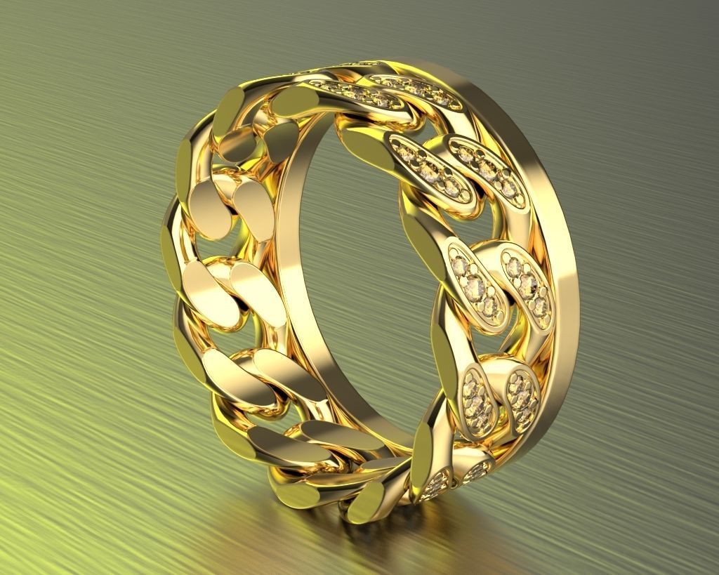Ring in the form of a cuban chain 3D print model_3