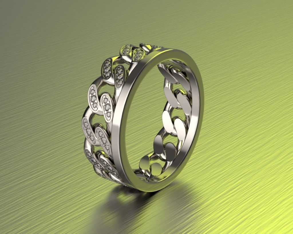 Ring in the form of a cuban chain 3D print model_2