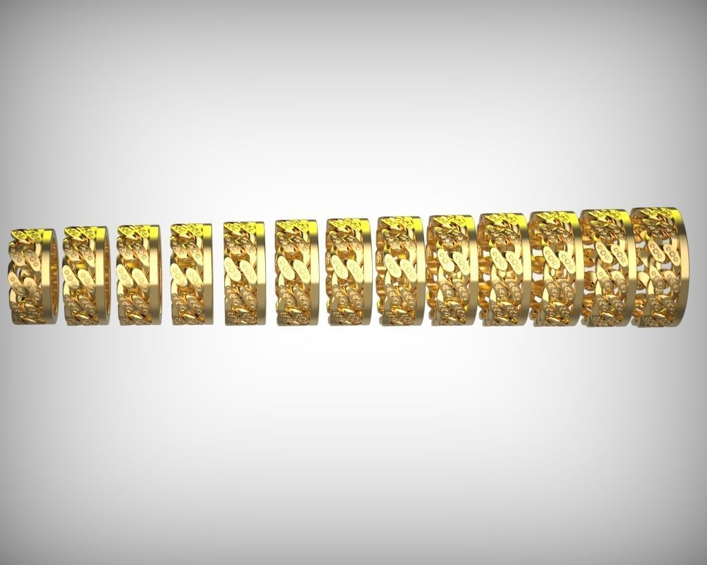 Ring in the form of a cuban chain 3D print model_8
