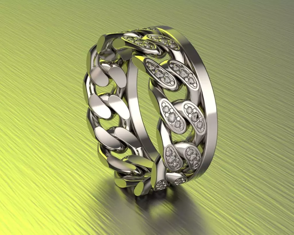 Ring in the form of a cuban chain 3D print model_0