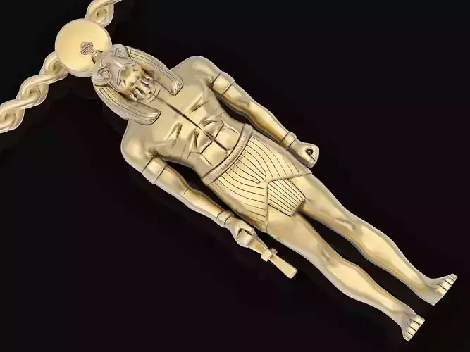Egyptian Pharaoh King Pendant Sculpture jewelry gold necklace