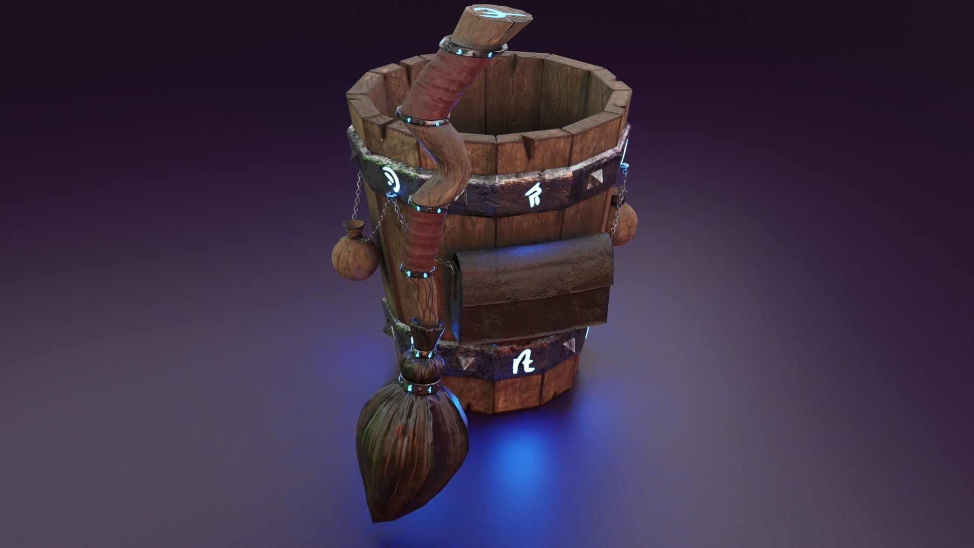 Magic stupa and broom Low-poly 3D model_4