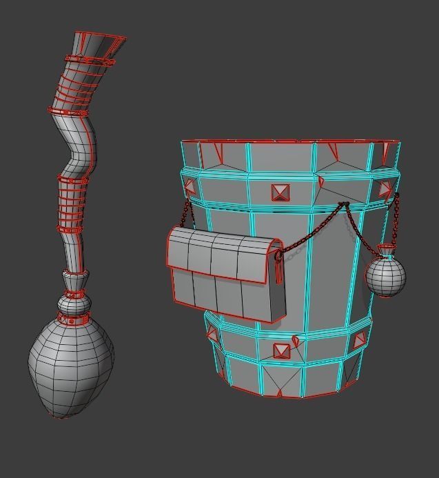 Magic stupa and broom Low-poly 3D model_23