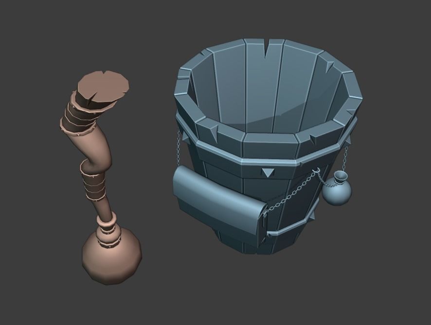 Magic stupa and broom Low-poly 3D model_20