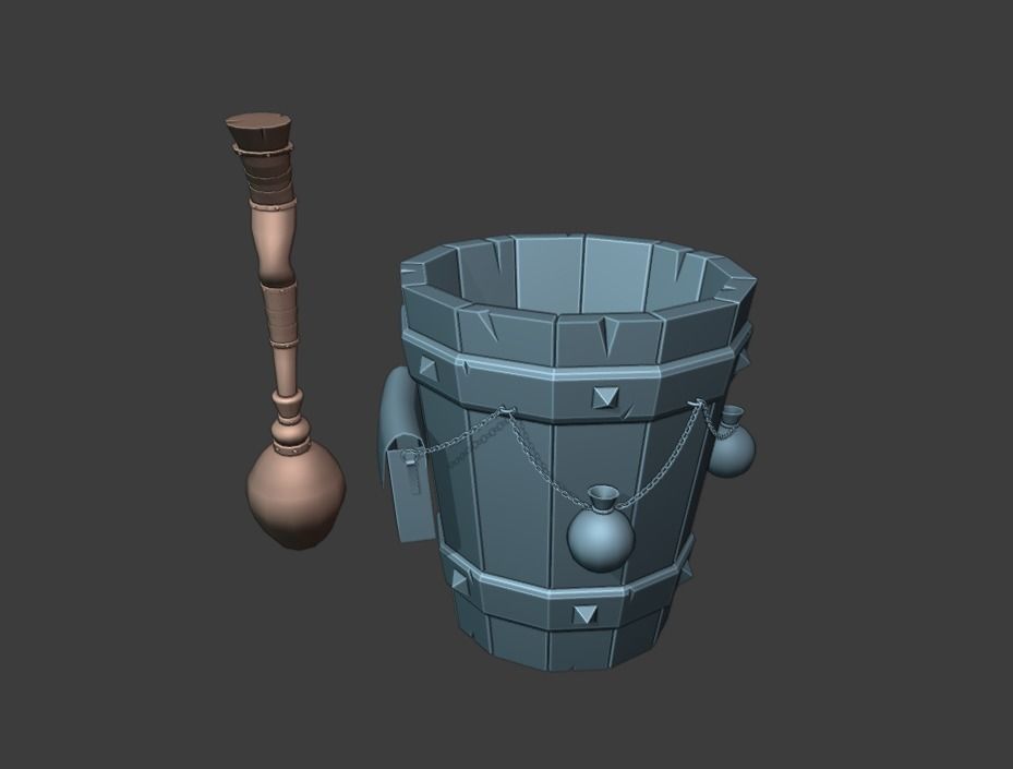 Magic stupa and broom Low-poly 3D model_18