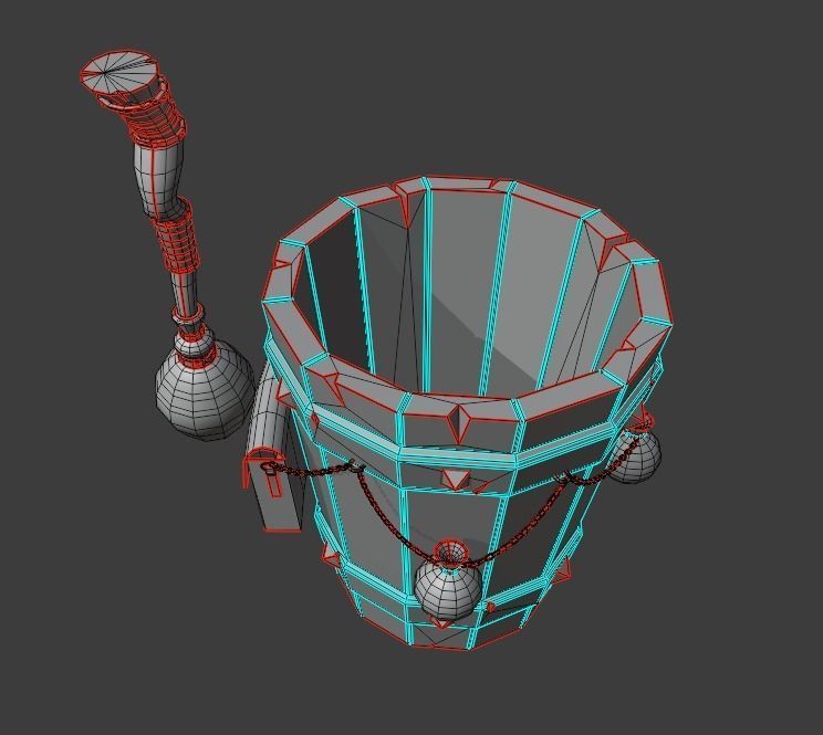 Magic stupa and broom Low-poly 3D model_24