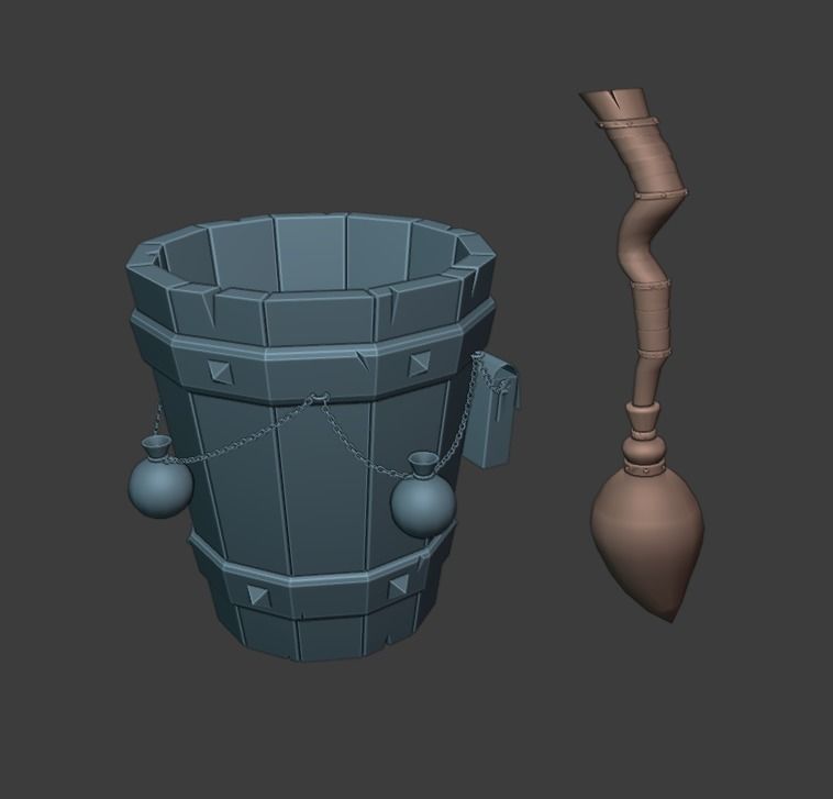 Magic stupa and broom Low-poly 3D model_19