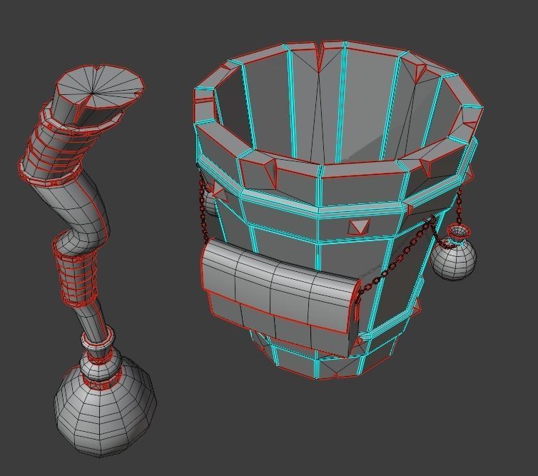 Magic stupa and broom Low-poly 3D model_26