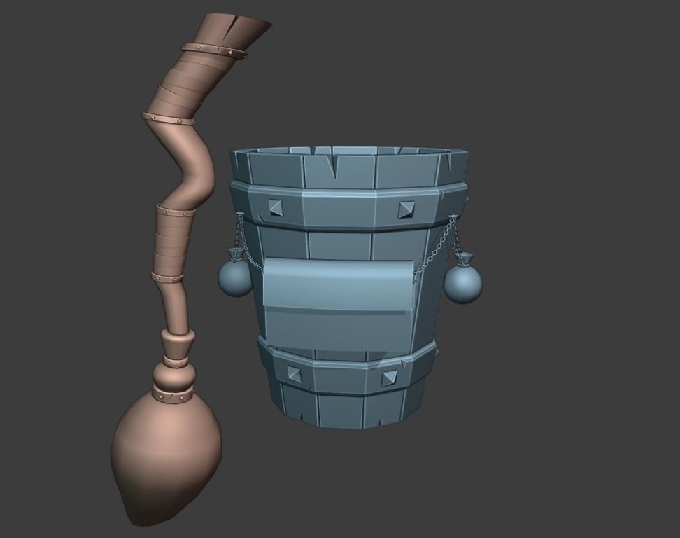 Magic stupa and broom Low-poly 3D model_17